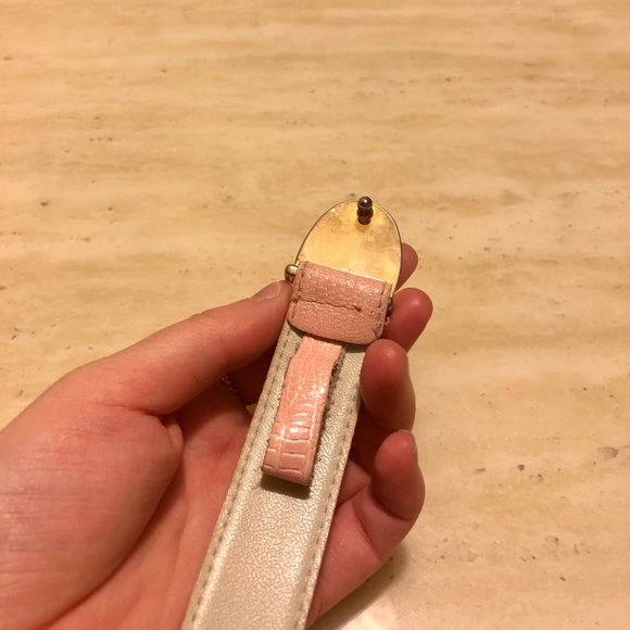 Auth CHRISTIAN DIOR Pink Lizard Vintage CD Logo Belt Size M/L - Picture 5 of 11